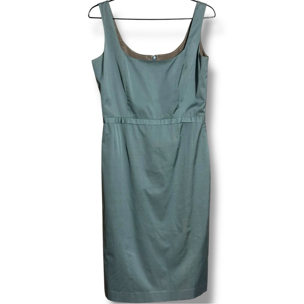 Ann Louise Roswald UK 12 Stylish Light Teal Empire Waist Sleeveless Satin Dress - Picture 15 of 16